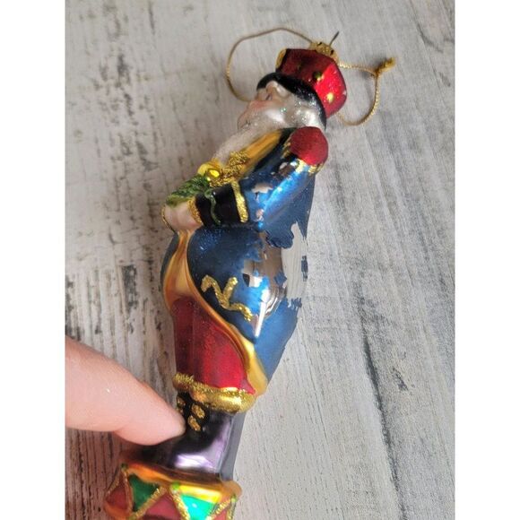 Blown glass AS IS Santa Claus Nutcracker tree glitter ornament Xmas - Picture 11 of 13